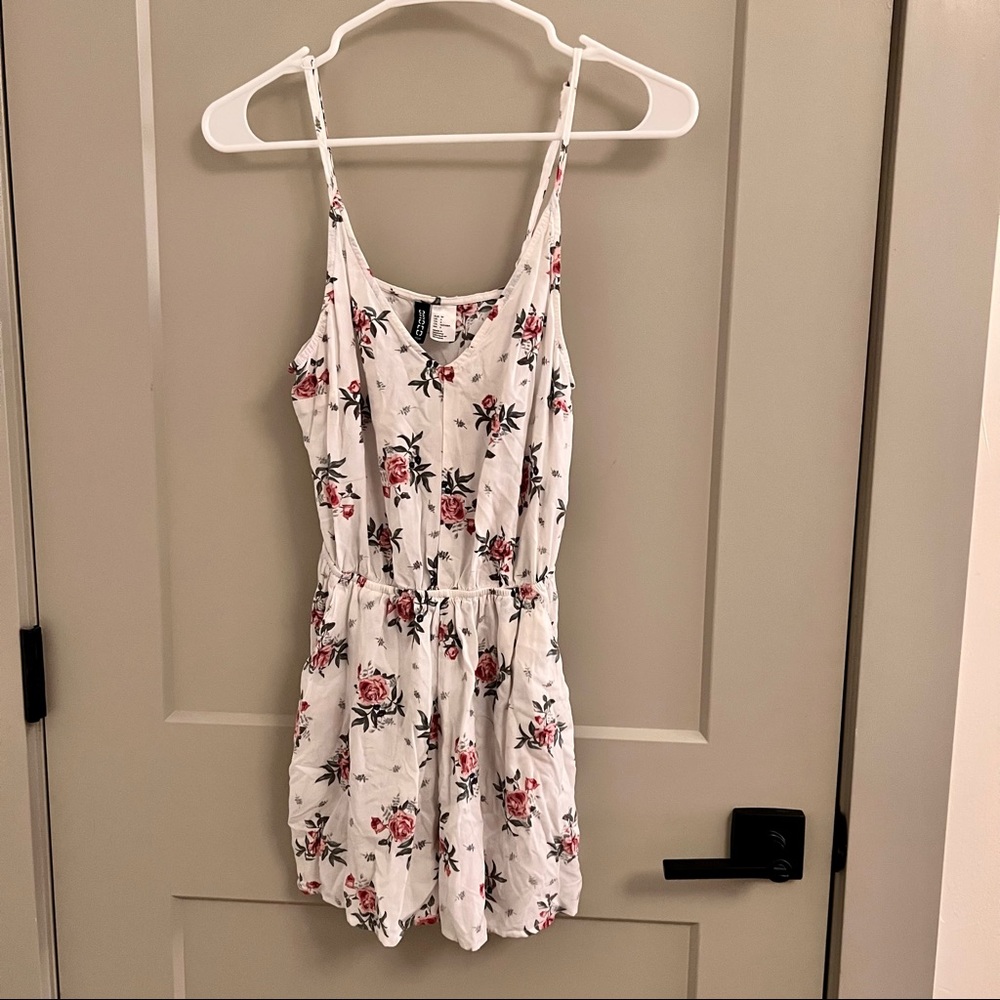 White Floral Tank Romper